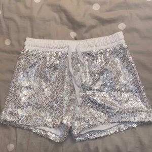 Silver sequin shorts